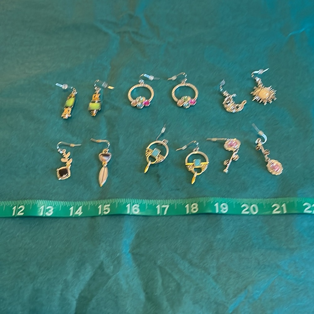 Multi Color Earring Set of 6 mixed materials. Receive all six pair in purchase.